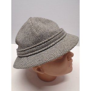 Kangol Gray Wool Herringbone Tweed Grouser Bucket Hat Size Small VTG w/flaw